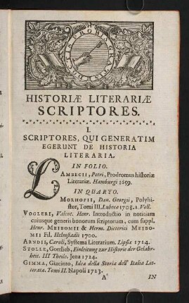 1-124, Historiae Litterariae Scriptores