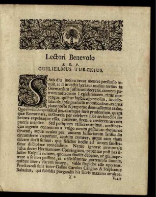Lectori Benevolo S. D. P. Guilielmus Turckius.