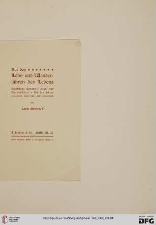 Titelblatt: Heft III und IV (November 1899 bis April 1900)