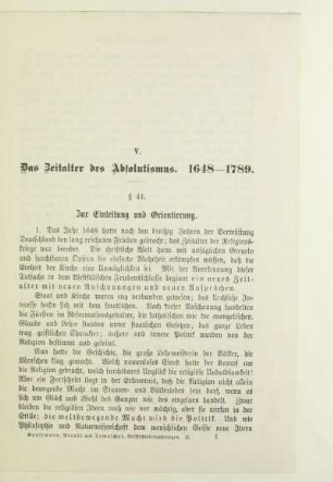 V. Das Zeitalter des Absolutismus. 1648 - 1789