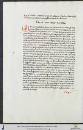 Marsilii Ficini Florentini Liber de volulptate Prohemium
