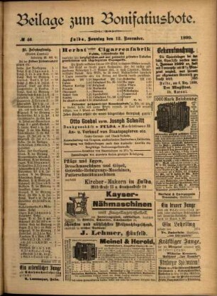 Zweite Ausgabe vom Sonntag, den 12. November 1899.