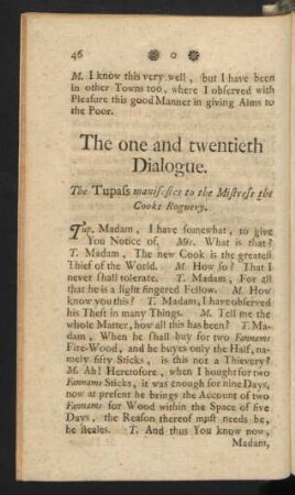 The one and twentieth Dialogue -The thirtieth Dialogue.