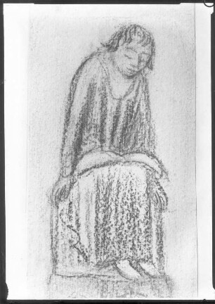 Lesender Klosterschüler. Kohlezeichnung; 15,8 x 9 cm (1931; E. Barlach). Güstrow, Heidberg 15. Atelierhaus am Inselsee