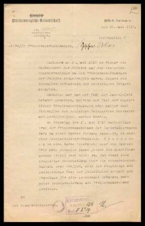 Friedensvertragsverhandlungen in Versailles, Friedensbedingungen, besetztes deutsches Gebiet, Verhandlungen wegen Verkaufs und Einfuhr von Rohstoffen nach Deutschland