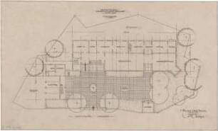 Gsaenger, Gustav; Lenggries (Bayern); Hotelneubau Lamprechtshaus - Vorprojekt (Grundriss EG)