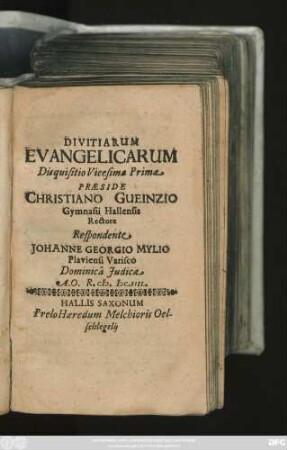 Divitiarum Evangelicarum Disquisitio Vicesima Prima
