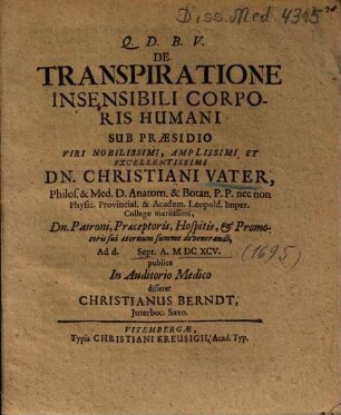 De Transpiratione Insensibili Corporis Humani