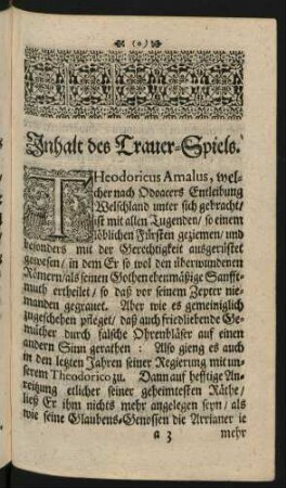Inhalt des Trauer-Spiels.