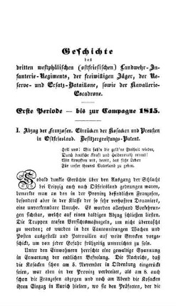 Erste Periode - bis zur Campagne 1815.