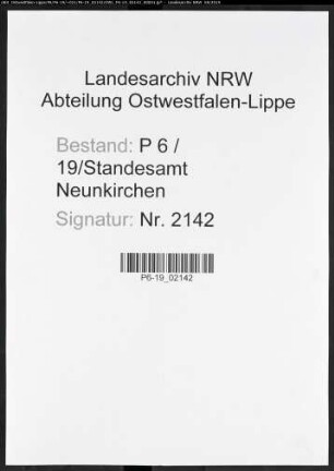 Sterberegister Standesamt Neunkirchen
