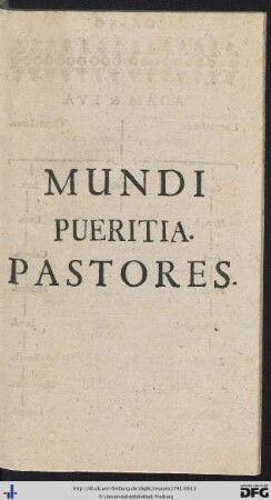 Mundi Pueritia. Pastores.