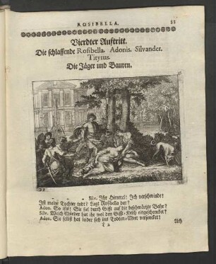 Vierdter Auftritt. Die schlaffende Rosibella. Adonis. Sivander. Tityrus.