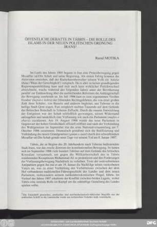 Öffentliche Debatte In Täbris - Die Rolle Des Islams In Der Neuen Politischen Ordnung Irans Raoul Motika