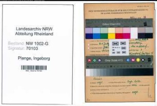 Entnazifizierung Ingeborg Plange, geb. 31.07.1921 ()