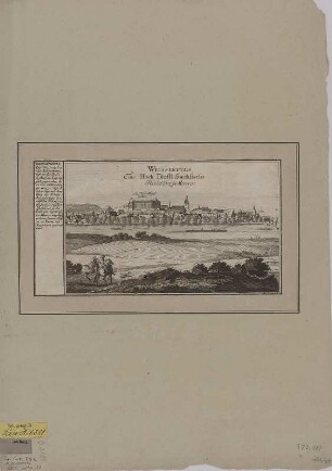 Ansicht von Weißenfels, Kpferstich, nach 1723 : Weissenfels: eine Hoch-Fürstl. Saechsische Residenz in Meissen / [G. Bodenehr]. - [Augusta Vindelicorum] : [Gabriel Bodenehr] , [nach 1723]. - 1 Ansicht auf 1 Kunstbl. : Kupferst. ; 25 x 15 cm