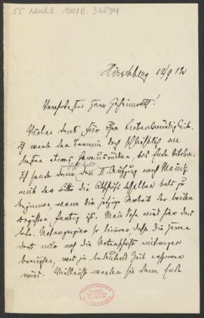 Brief an Ludwig Strecker  und B. Schott's Söhne : 12.09.1912
