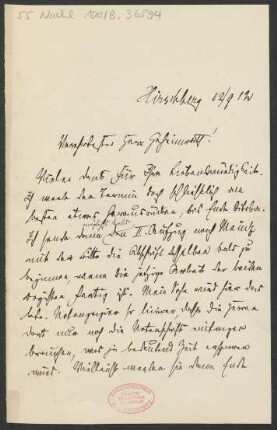 Brief an Ludwig Strecker <senior> und B. Schott's Söhne : 12.09.1912
