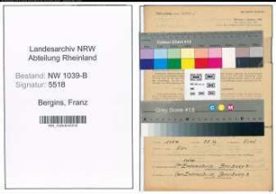 Entnazifizierung Franz Bergins , geb. 23.12.1904 (Schlosser)