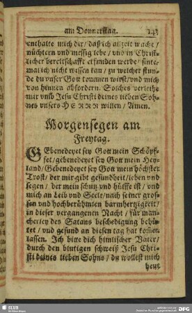 Morgensegen am Freytag