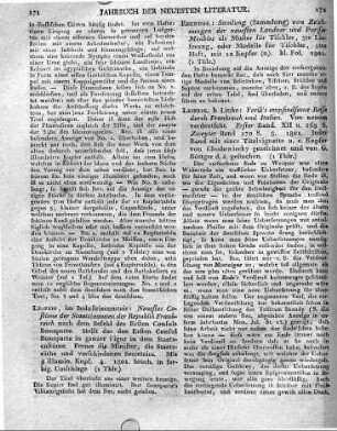 Leipzig, b. Linke: Yorik’s empfindsame Reise durch Frankreich und Italien. Von neuem verdeutscht. Erster Band. XII u. 168 S. Zweyter Band 170 S. 8. 1801. Jeder Band mit einer Titelvignette u. e. Kupfer von Chodowiecky gezeichnet und von G. Böttger d. ä. gestochen.