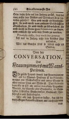 Von der Conversation, Des Frauenzimmers mit Manns-Personen.