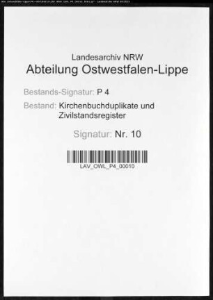 Zivilstandsregister der Munizipalität Aplerbeck (T 1812). (Gemeinde: Aplerbeck, Stadt Dortmund)