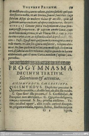 Progymnasma Decimum Tertium. Silentium & attentio