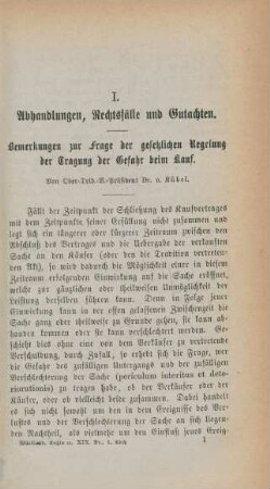 I. Abhandlungen, Rechtsfälle und Gutachten