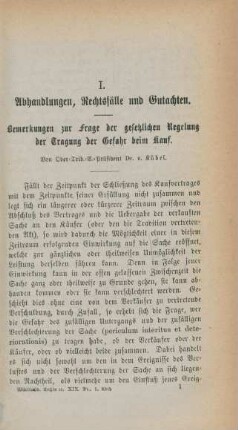 I. Abhandlungen, Rechtsfälle und Gutachten