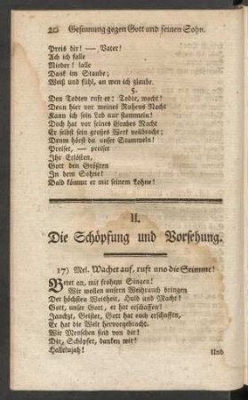 II. Die Schöpfung und Vorsehung