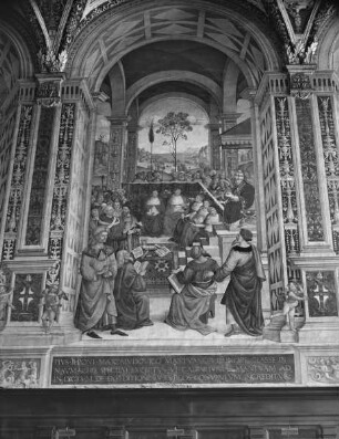 Ausmalung der Libreria Piccolomini — Leben des Enea Silvio Piccolomini, des späteren Pius II. — Pius II. ruft in Mantua die Fürsten zum Kreuzzug gegen die Türken auf