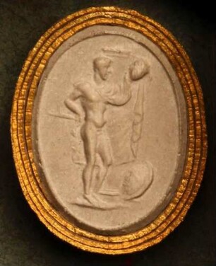 Perseus mit dem Haupt der Medusa, zu seinen Füßen ein Schild (Daktyliothek, Zweites Historisches Tausend)