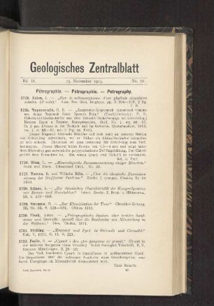 15. November 1913. No. 16.