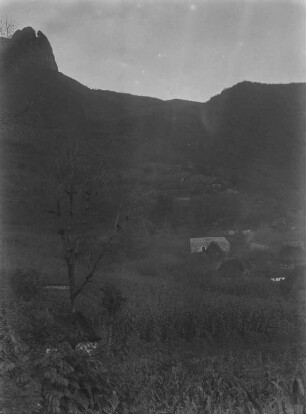 Häuser am Hang : Blick auf eine Siedlung am Berghang.