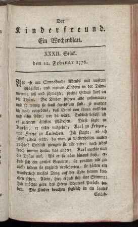 XXXII. Stück, den 12. Februar 1776