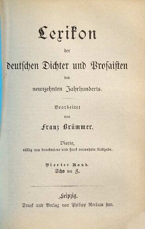 Lexikon der deutschen Dichter und Prosaisten des neunzehnten Jahrhunderts, 4.. Scho bis Z