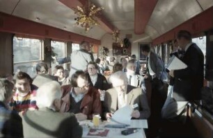 Pressefahrt nach Augsburg; Gruppen mit Bubel; unterwegs