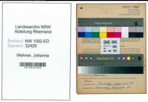 Entnazifizierung Johanna Wehner, geb. 06.01.1884 (Studienraetin)