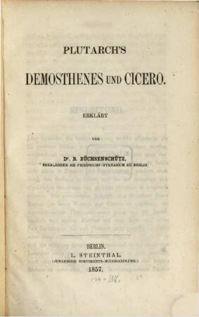Plutarch's Demosthenes und Cicero