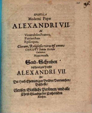 Epistola moderni papae Alexandri VII. ad venerabiles Fratres, Patriarchas, Episcopos ...