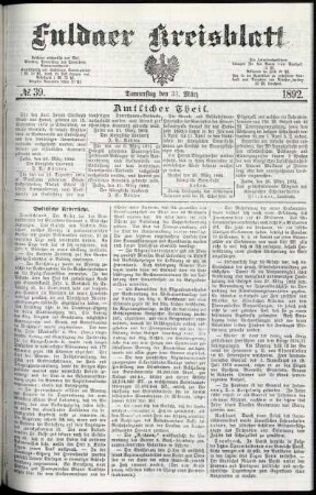 Ausgabe vom Donnerstag, den 31. März 1892.
