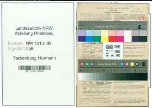Entnazifizierung Hermann Tackenberg , geb. 17.03.1903 (Schlosser)