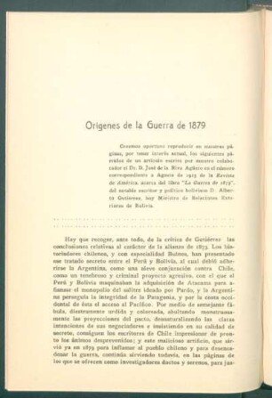 Origines de la Guerra de 1879