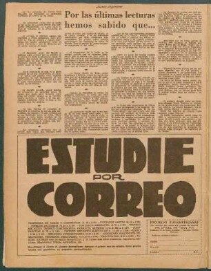 Por las últimas lecturas hemos sabido que...
