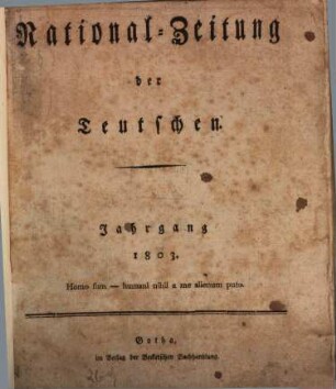 National-Zeitung der Deutschen. 1803