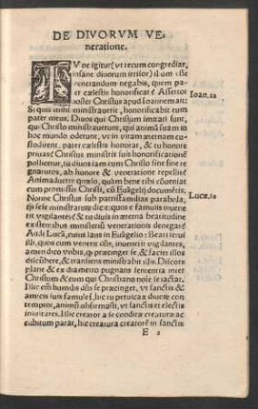De Divorum Veneratione.