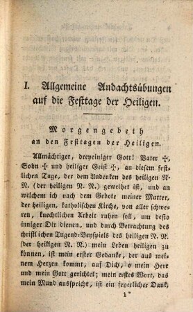 Vollständiges christkatholisches Gebethbuch, 6. Andachtsübungen für die Festtage der Heiligen und für die Verstorbenen