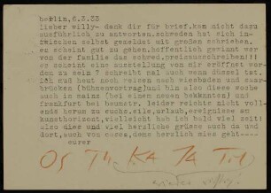 lieber willy- dank dir für brief...