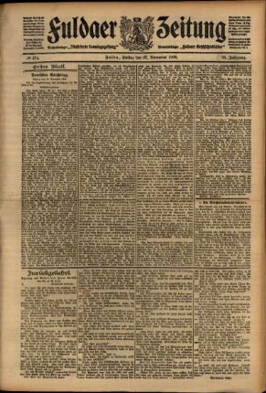 Erste Ausgabe vom Freitag, den 27. November 1908.